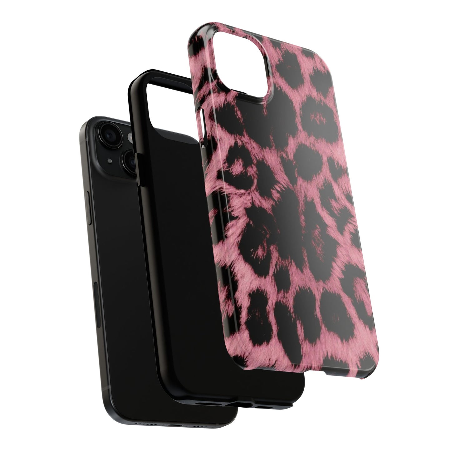 Stylish Pink Leopard Print Tough Phone Case - Durable & Trendy Protection