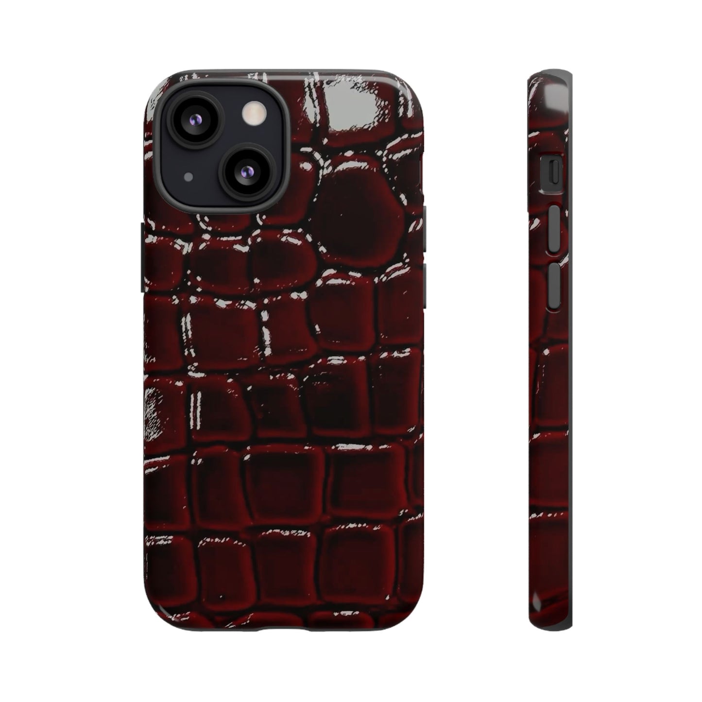 Croc Embossed Burgundy Tough Phone Case