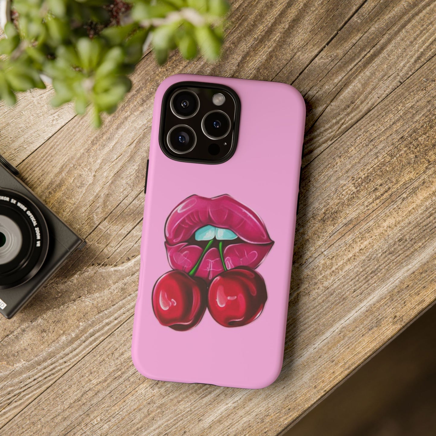 Stylish Phone Case with Cherry Kiss Design, Cute Gift for Her, Trendy Mobile Accessory, Perfect for Birthdays, Valentine's Day, Everyday Use