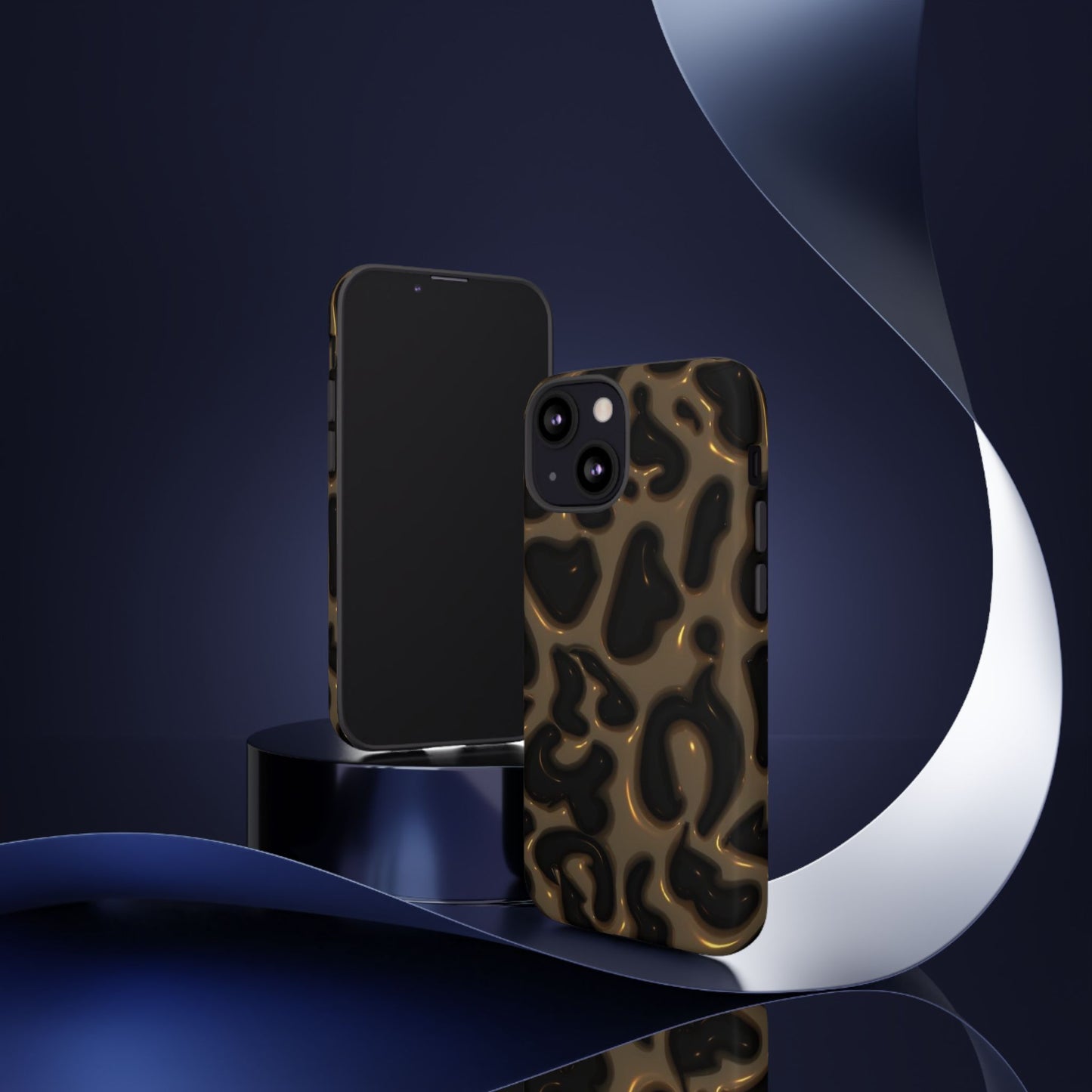 Leopard Gloss Tough Phone Case — Durable Protective iPhone Cover with Glossy Brown Animal Print