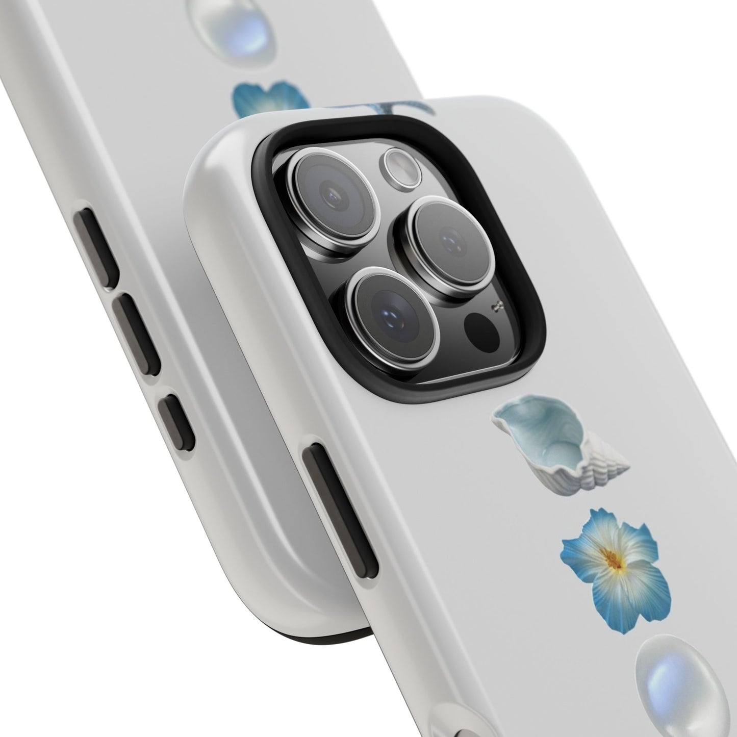 Ocean-Inspired Tough Phone Cases - Coastal Design with Shells and Pearls