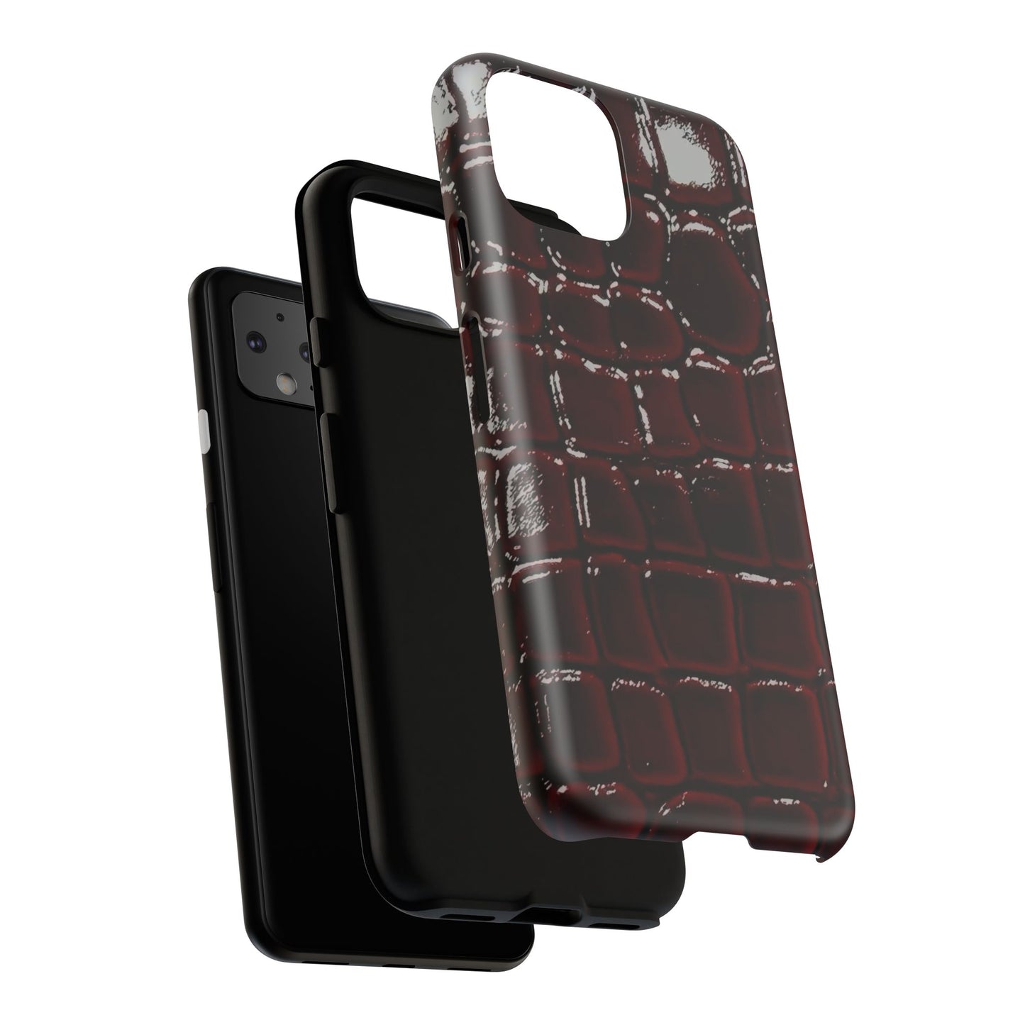 Croc Embossed Burgundy Tough Phone Case
