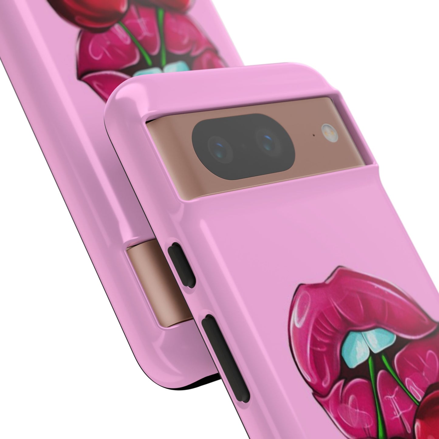 Stylish Phone Case with Cherry Kiss Design, Cute Gift for Her, Trendy Mobile Accessory, Perfect for Birthdays, Valentine's Day, Everyday Use