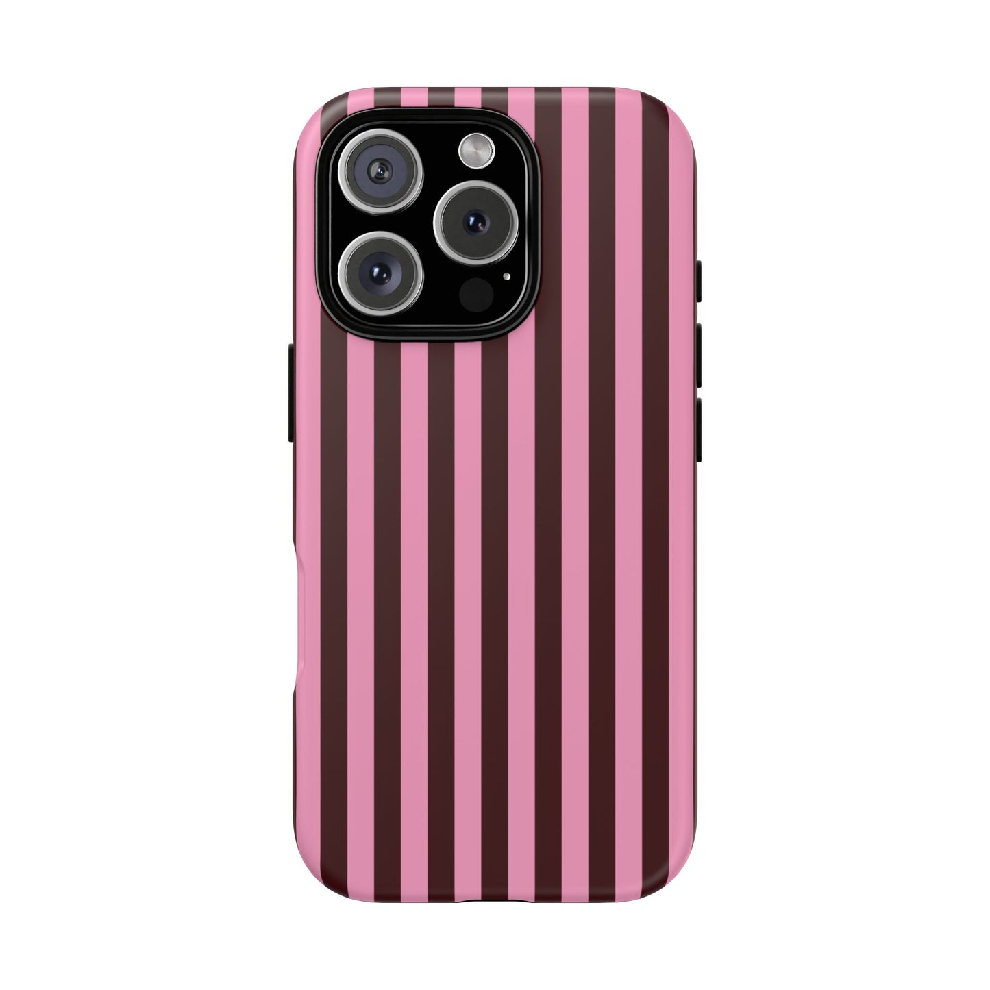 Striped Pink & Burgundy Tough Phone Case — Durable Vertical Stripe Protection