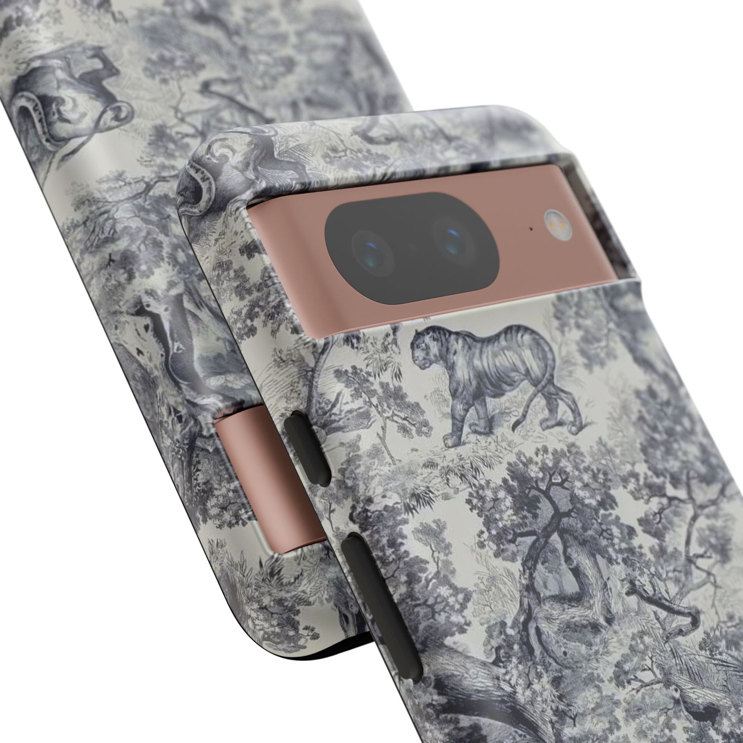 Toile Safari Phone Case — Vintage Tiger & Jungle Pattern Protective Tough Case