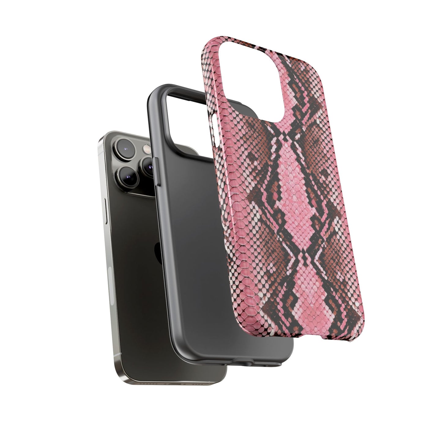 Pink Snake Skin Tough Phone Case — Protective Stylish iPhone Cover