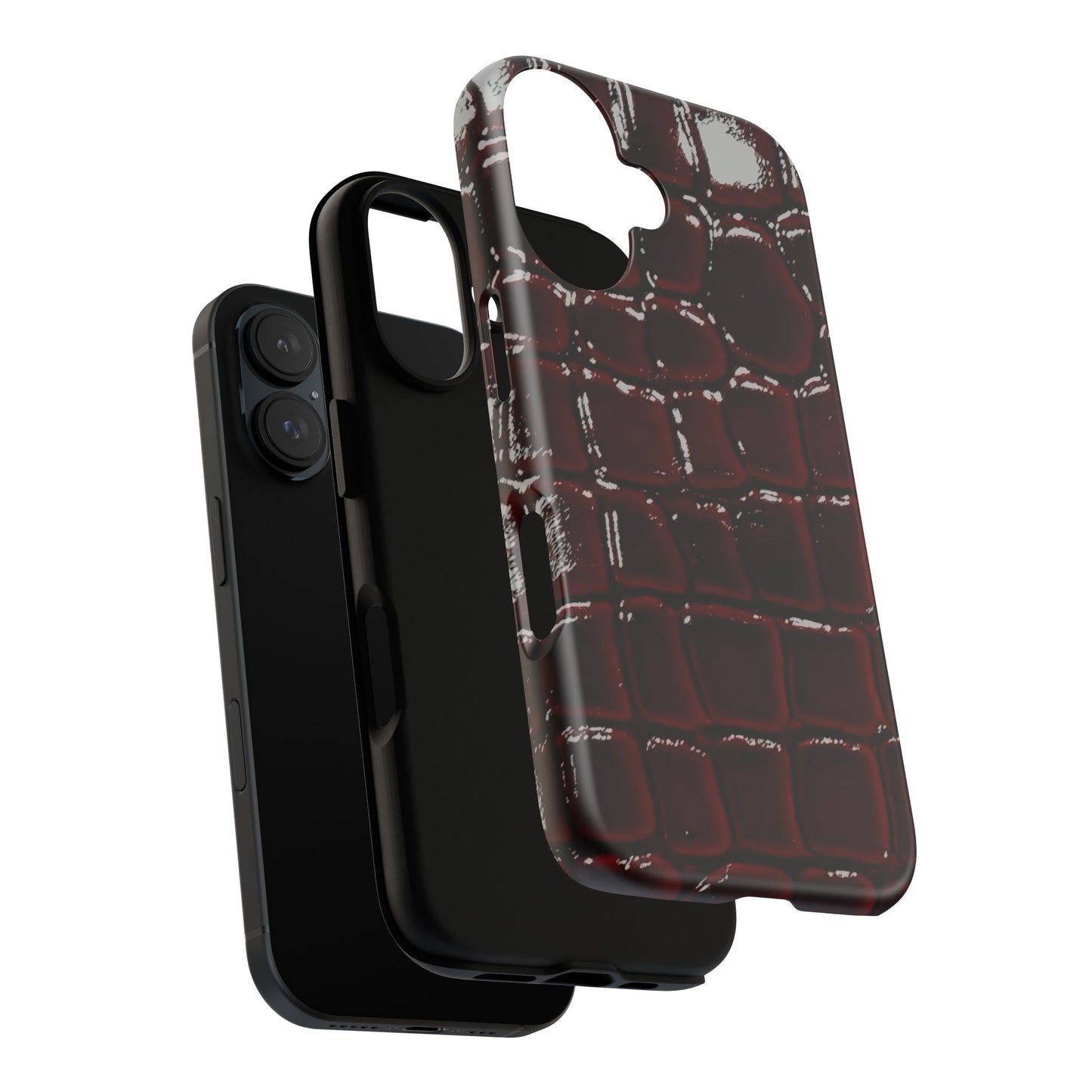 Croc Embossed Burgundy Tough Phone Case