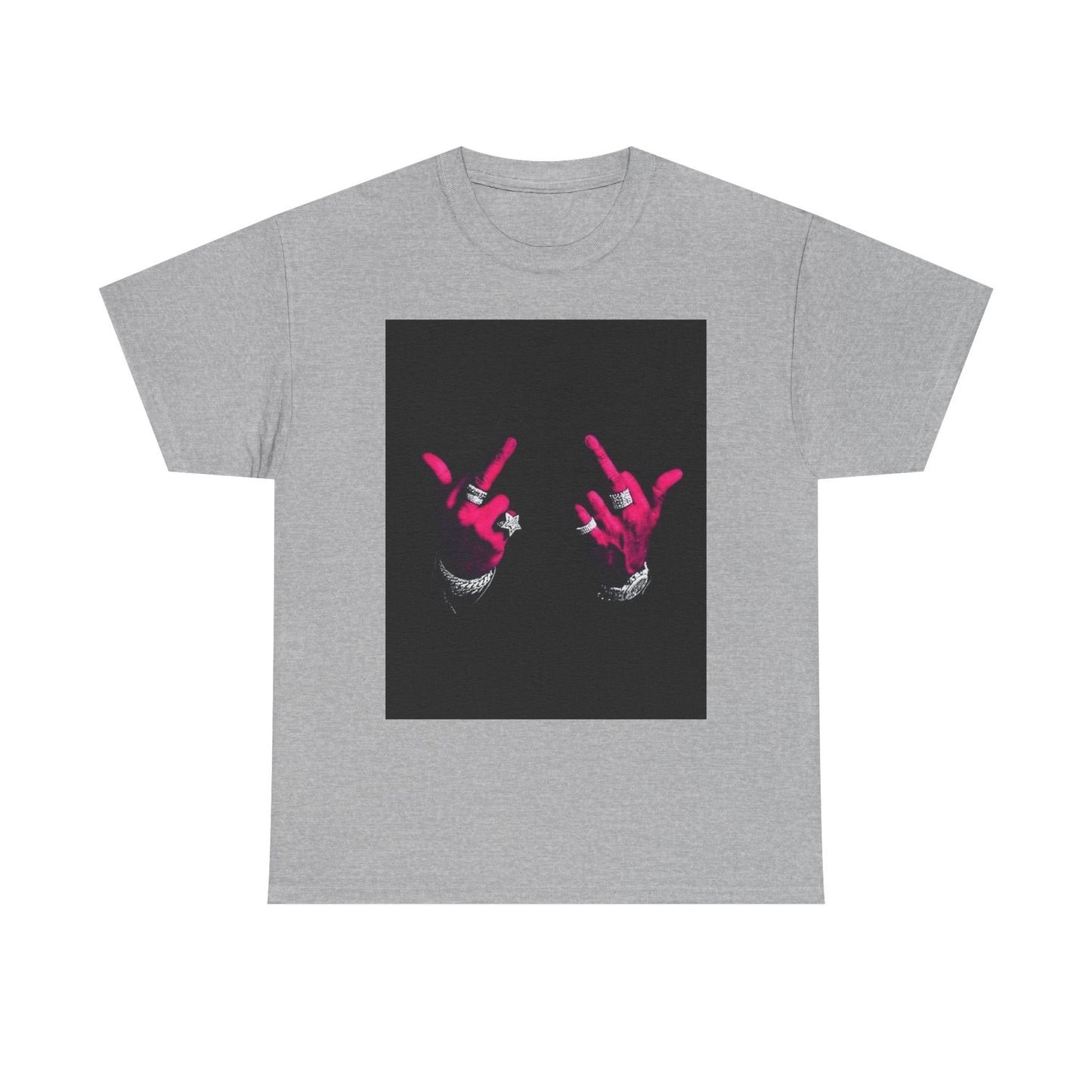 Unisex Heavy Cotton Tee with Bold Hand Gesture Graphic, Casual Wear, Unique Gift, Street Style, Everyday Fashion, Statement Tee