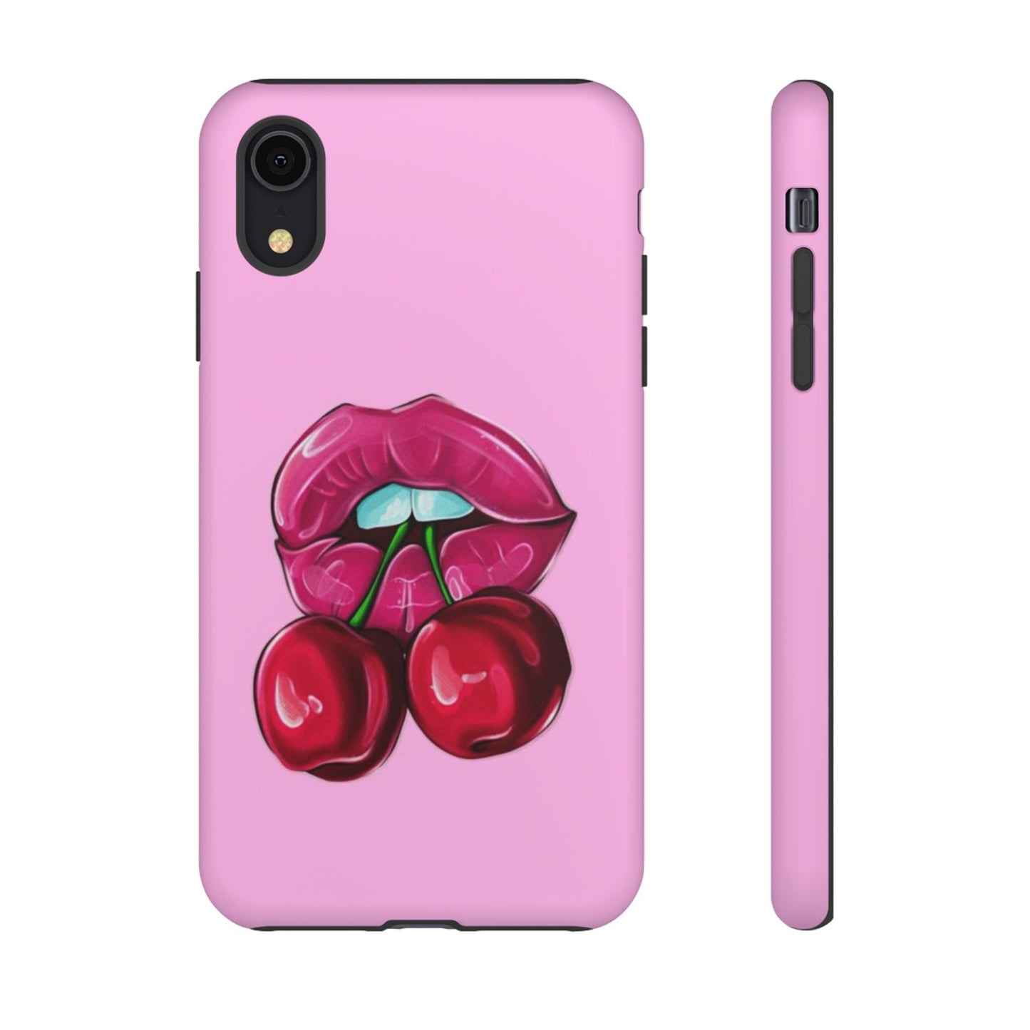 Stylish Phone Case with Cherry Kiss Design, Cute Gift for Her, Trendy Mobile Accessory, Perfect for Birthdays, Valentine's Day, Everyday Use