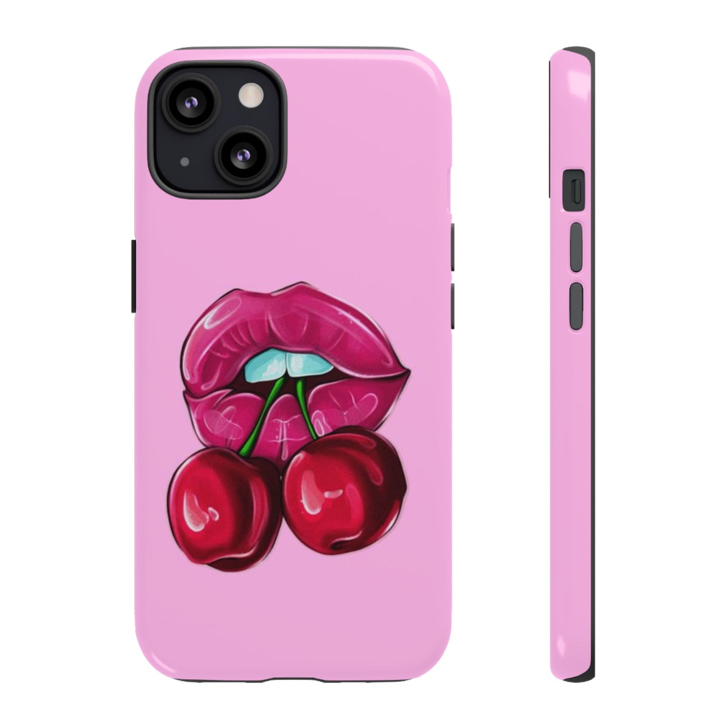 Stylish Phone Case with Cherry Kiss Design, Cute Gift for Her, Trendy Mobile Accessory, Perfect for Birthdays, Valentine's Day, Everyday Use