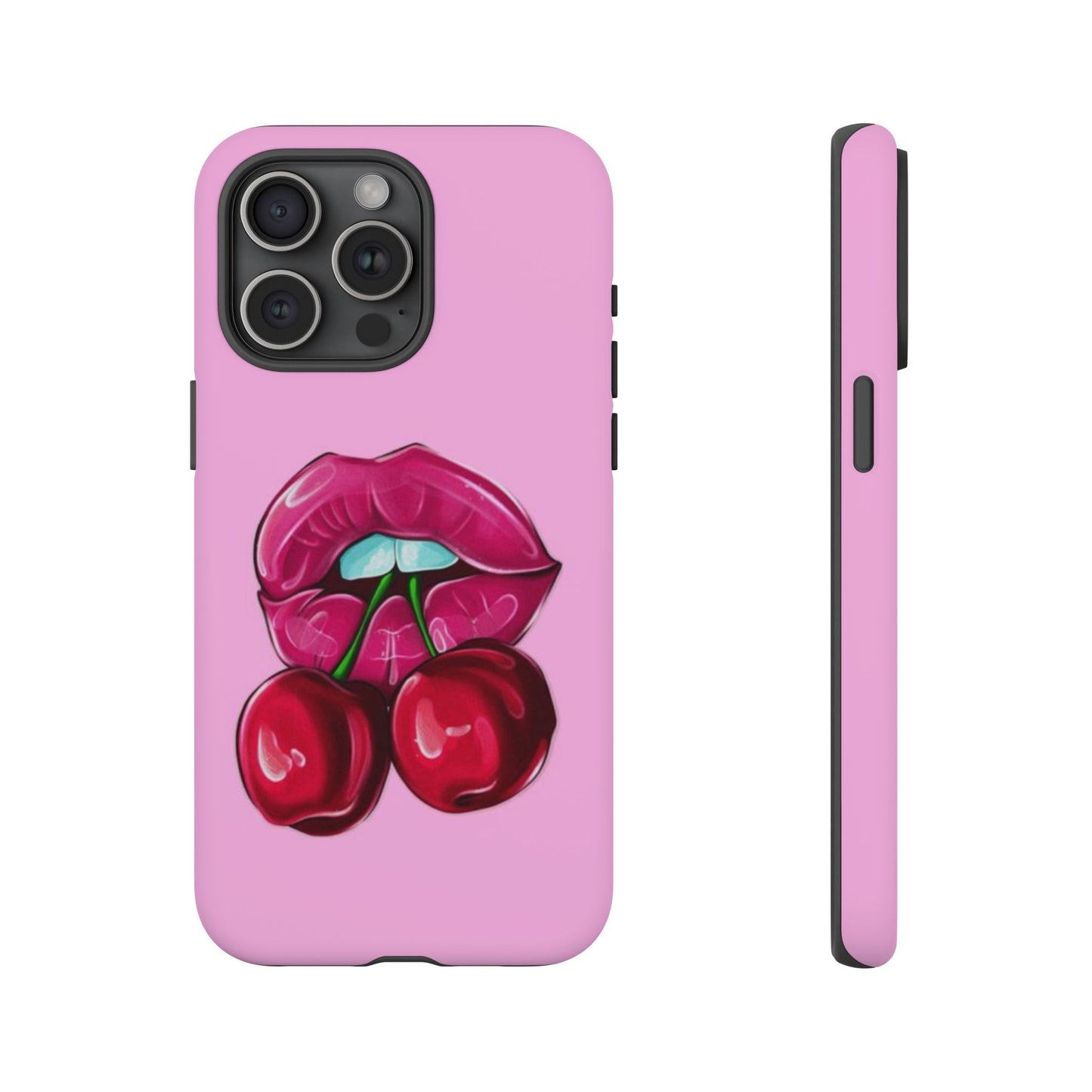 Stylish Phone Case with Cherry Kiss Design, Cute Gift for Her, Trendy Mobile Accessory, Perfect for Birthdays, Valentine's Day, Everyday Use