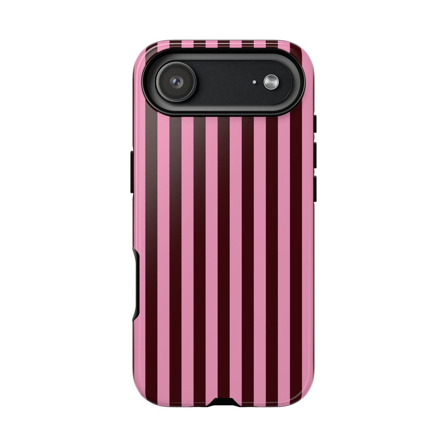 Striped Pink & Burgundy Tough Phone Case — Durable Vertical Stripe Protection