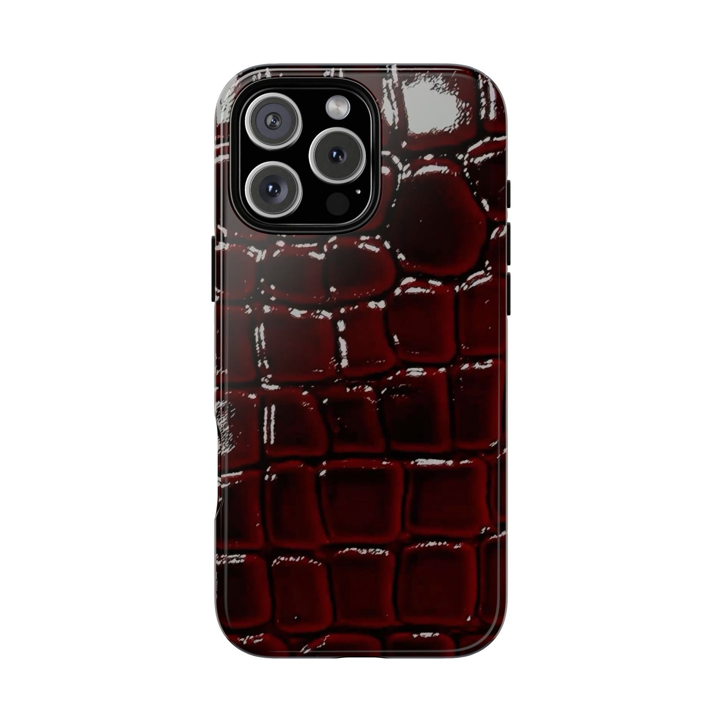 Croc Embossed Burgundy Tough Phone Case