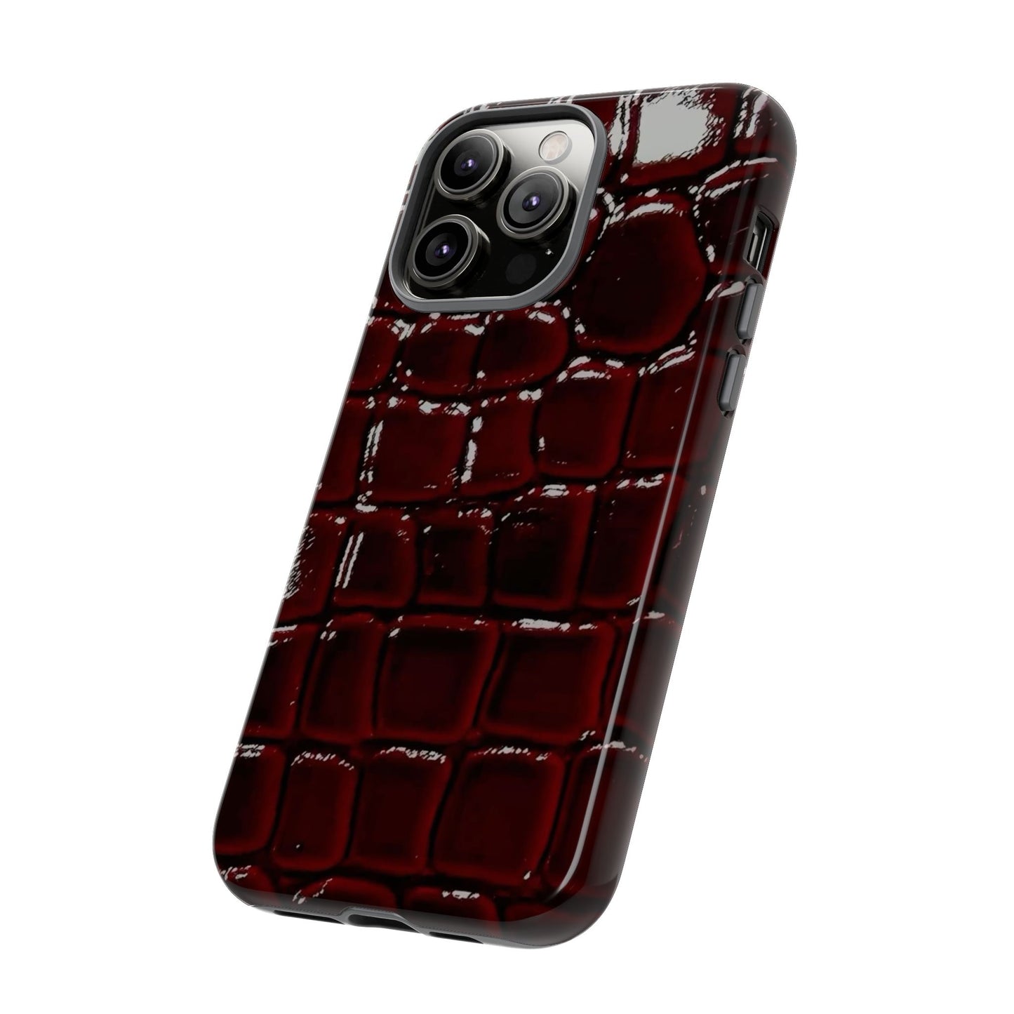 Croc Embossed Burgundy Tough Phone Case
