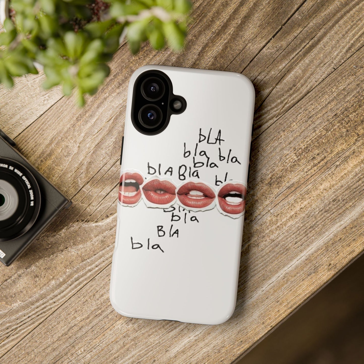 Playful Phone Case with Lips Design - Tough Cases