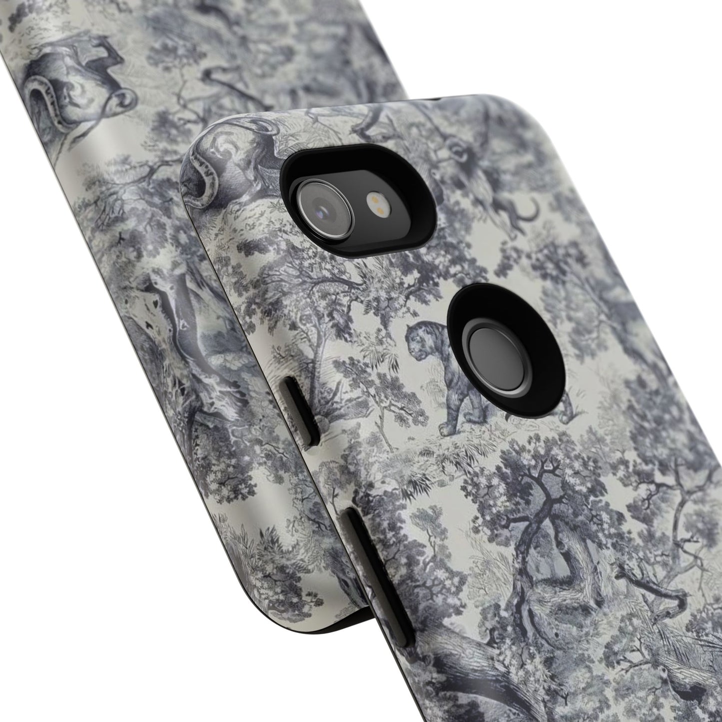 Toile Safari Phone Case — Vintage Tiger & Jungle Pattern Protective Tough Case