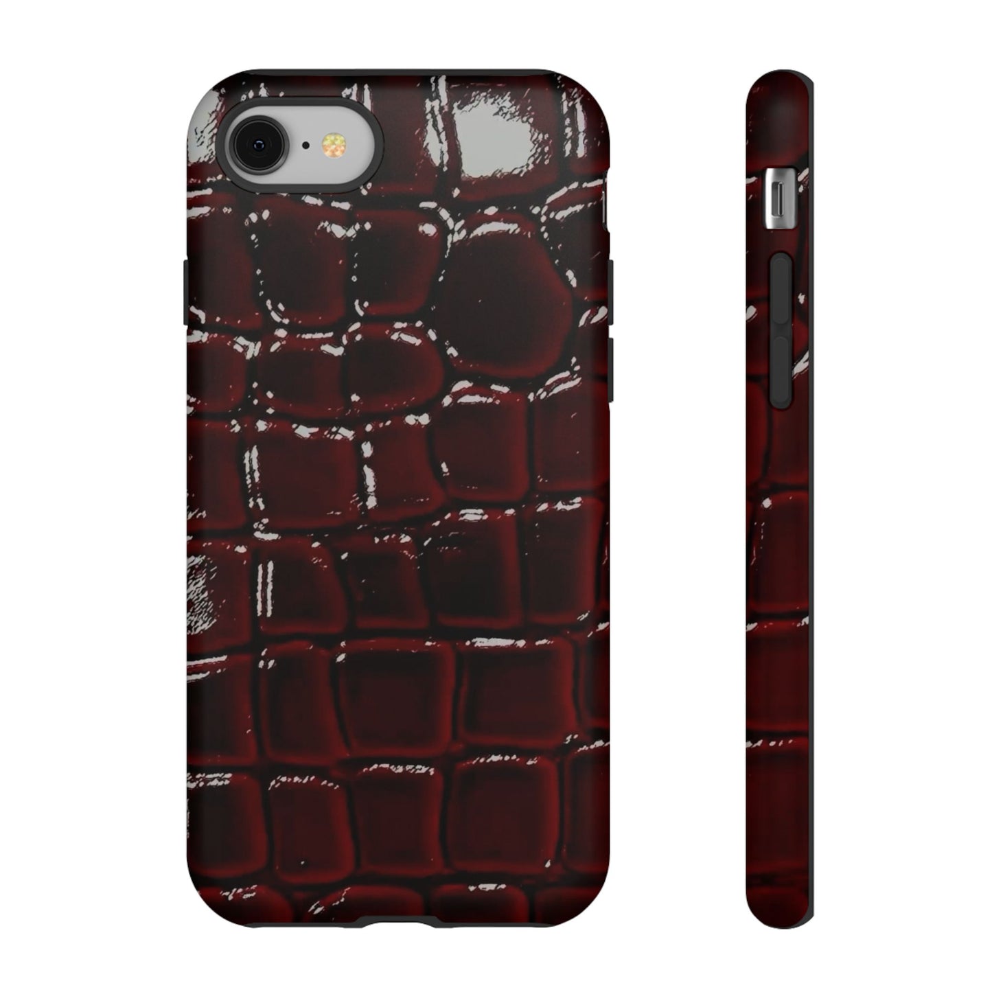 Croc Embossed Burgundy Tough Phone Case
