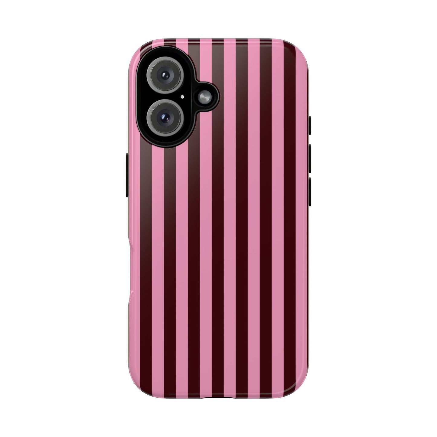 Striped Pink & Burgundy Tough Phone Case — Durable Vertical Stripe Protection