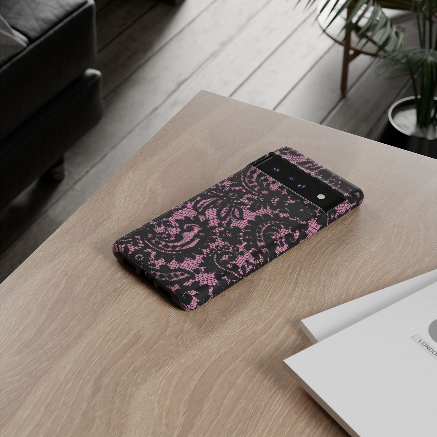 Phone Case — Pink Lace Floral Tough Protective Case