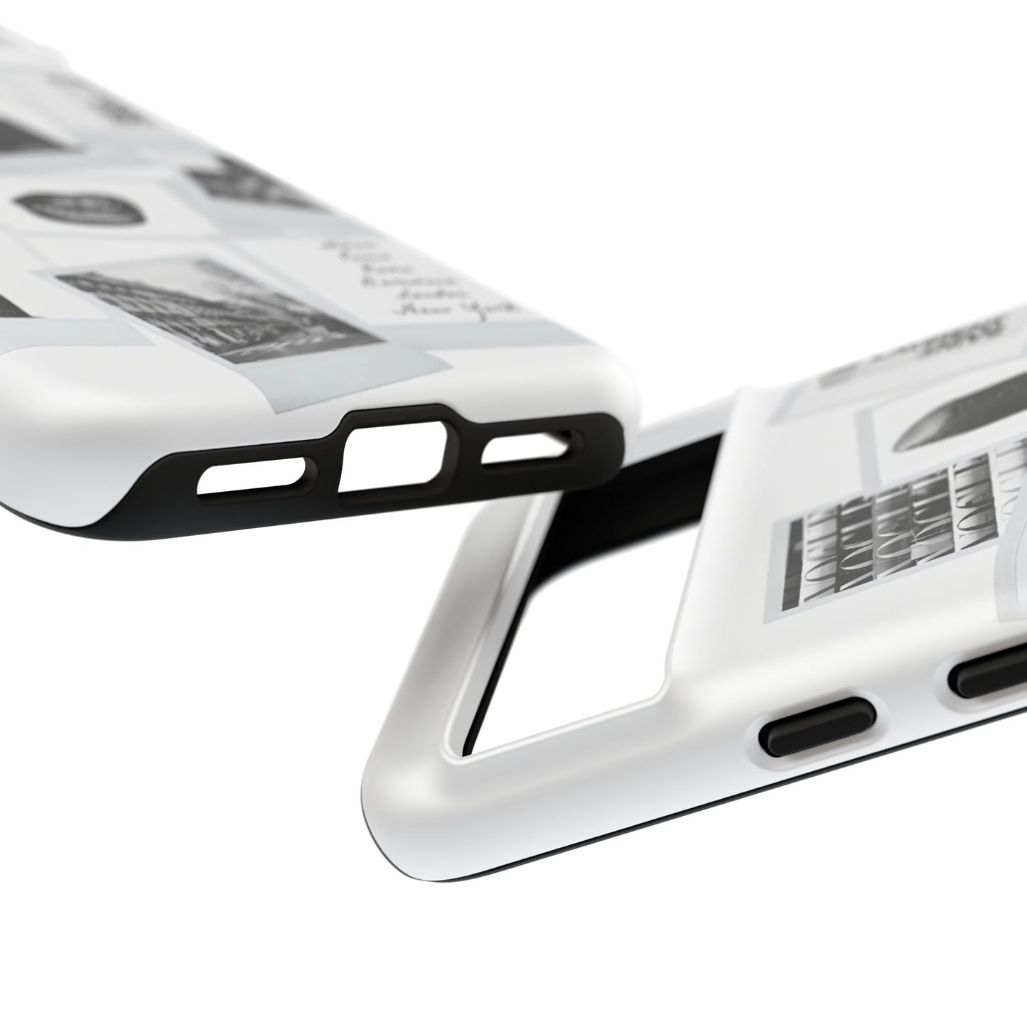 Phone Case — Black & White Polaroid Collage (City, Fashion, Lipstick)