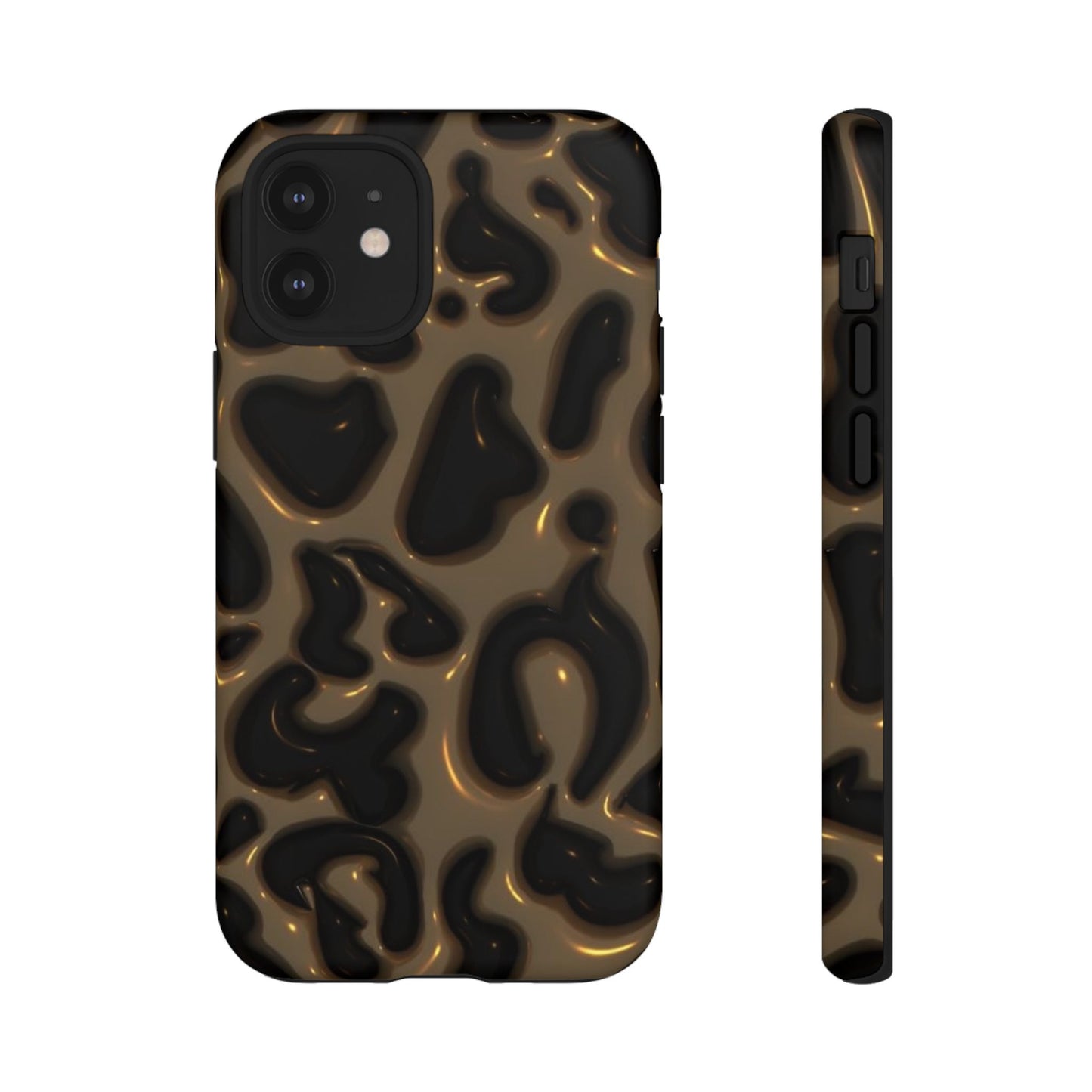 Leopard Gloss Tough Phone Case — Durable Protective iPhone Cover with Glossy Brown Animal Print