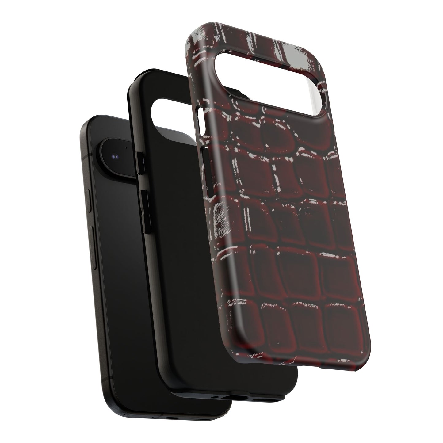 Croc Embossed Burgundy Tough Phone Case