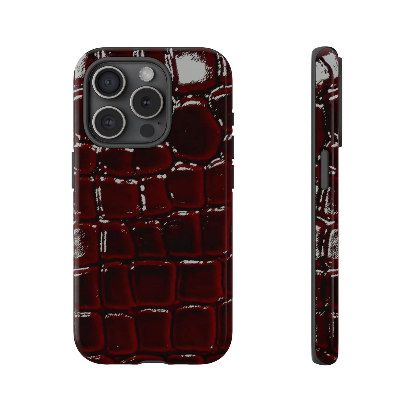 Croc Embossed Burgundy Tough Phone Case