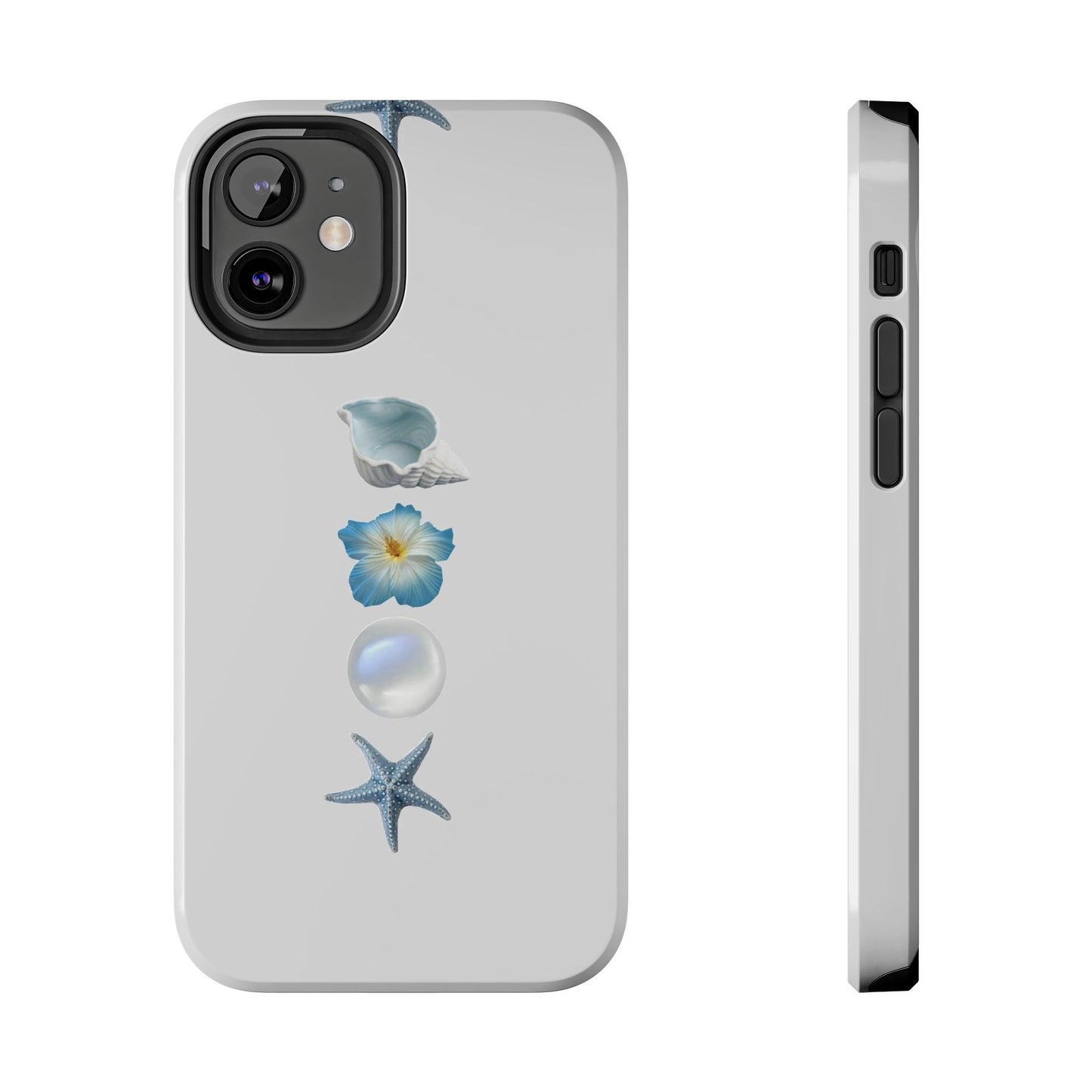 Ocean-Inspired Tough Phone Cases - Coastal Design with Shells and Pearls