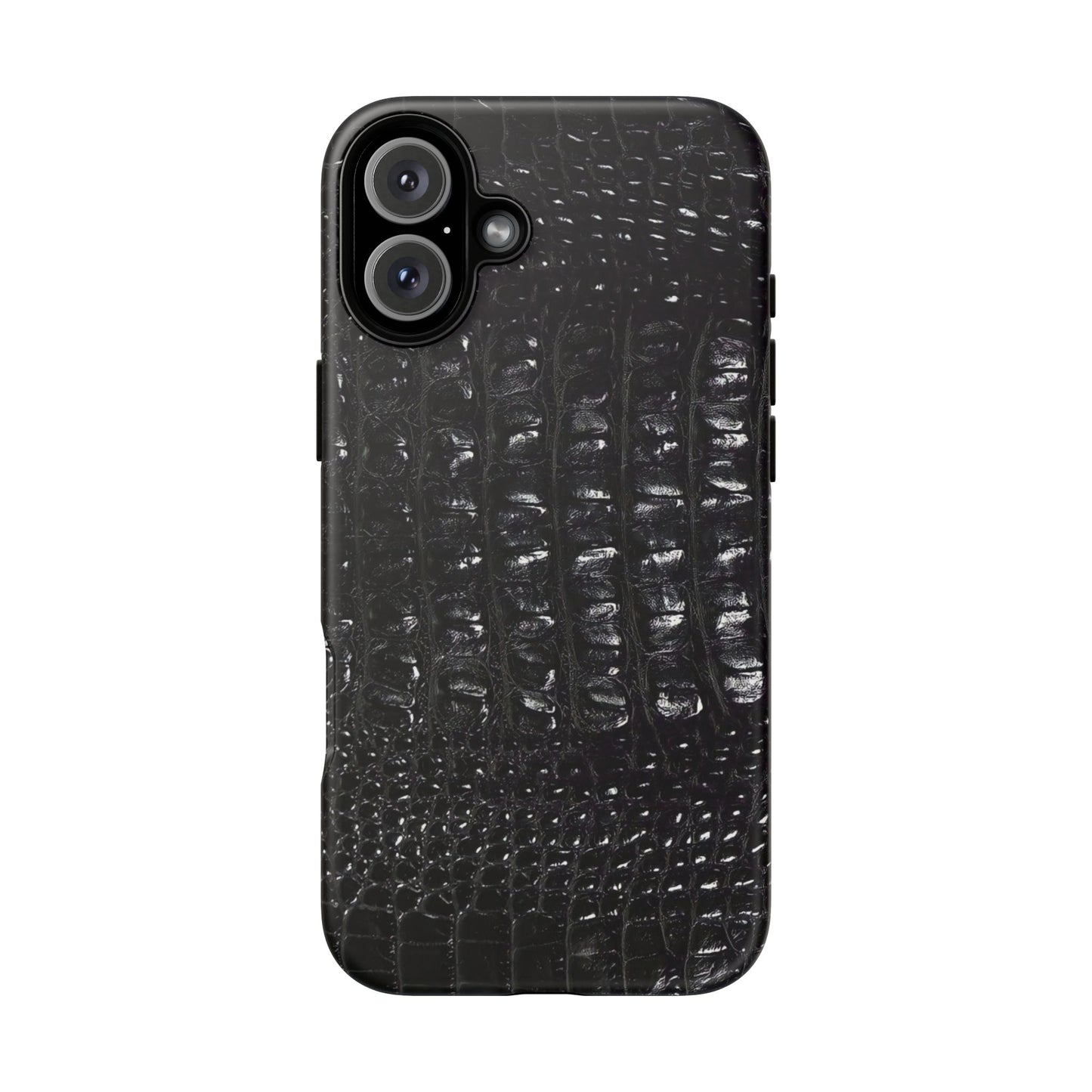 Black Croc Texture Tough Phone Case — Rugged Protective iPhone Cover