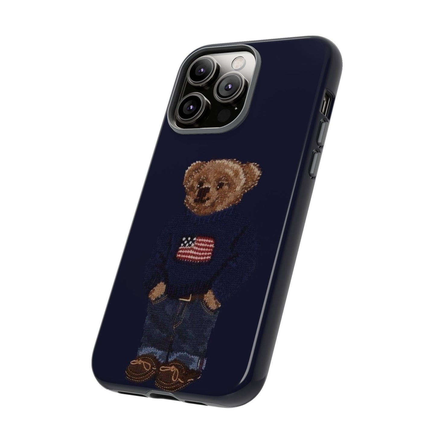 Patriotic Polo Bear Phone Case — Navy Protective Tough Case