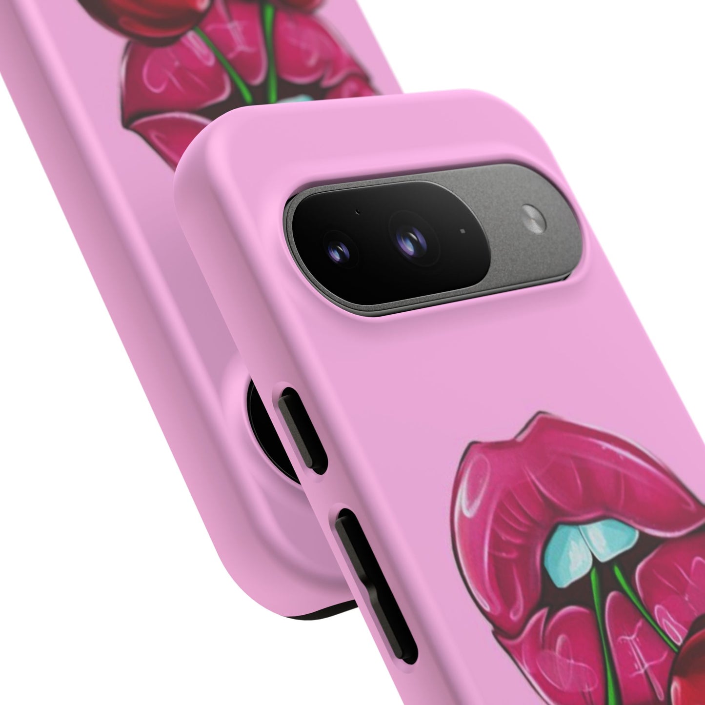 Stylish Phone Case with Cherry Kiss Design, Cute Gift for Her, Trendy Mobile Accessory, Perfect for Birthdays, Valentine's Day, Everyday Use