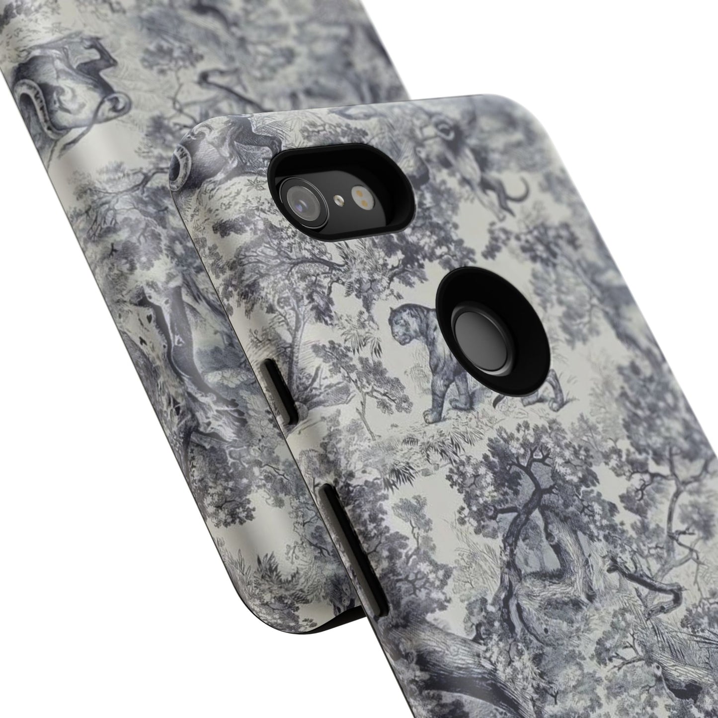 Toile Safari Phone Case — Vintage Tiger & Jungle Pattern Protective Tough Case