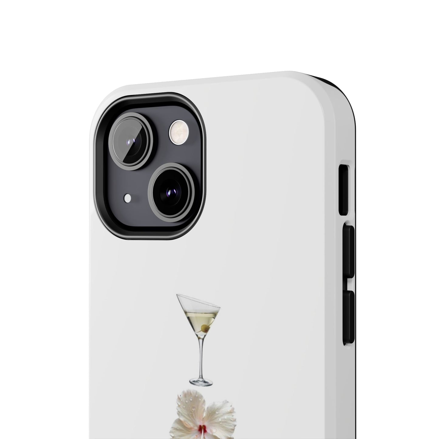 Elegant Nature-Inspired Tough Phone Case with Martini, Flower, Butterfly, and Leopard Design