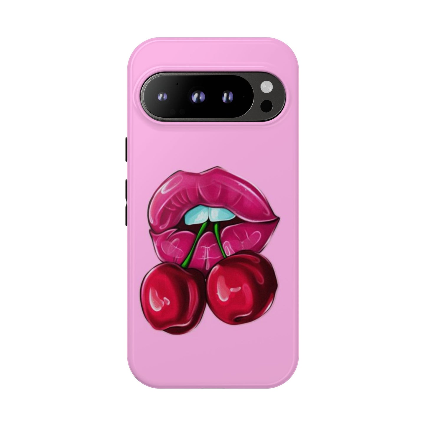 Stylish Phone Case with Cherry Kiss Design, Cute Gift for Her, Trendy Mobile Accessory, Perfect for Birthdays, Valentine's Day, Everyday Use