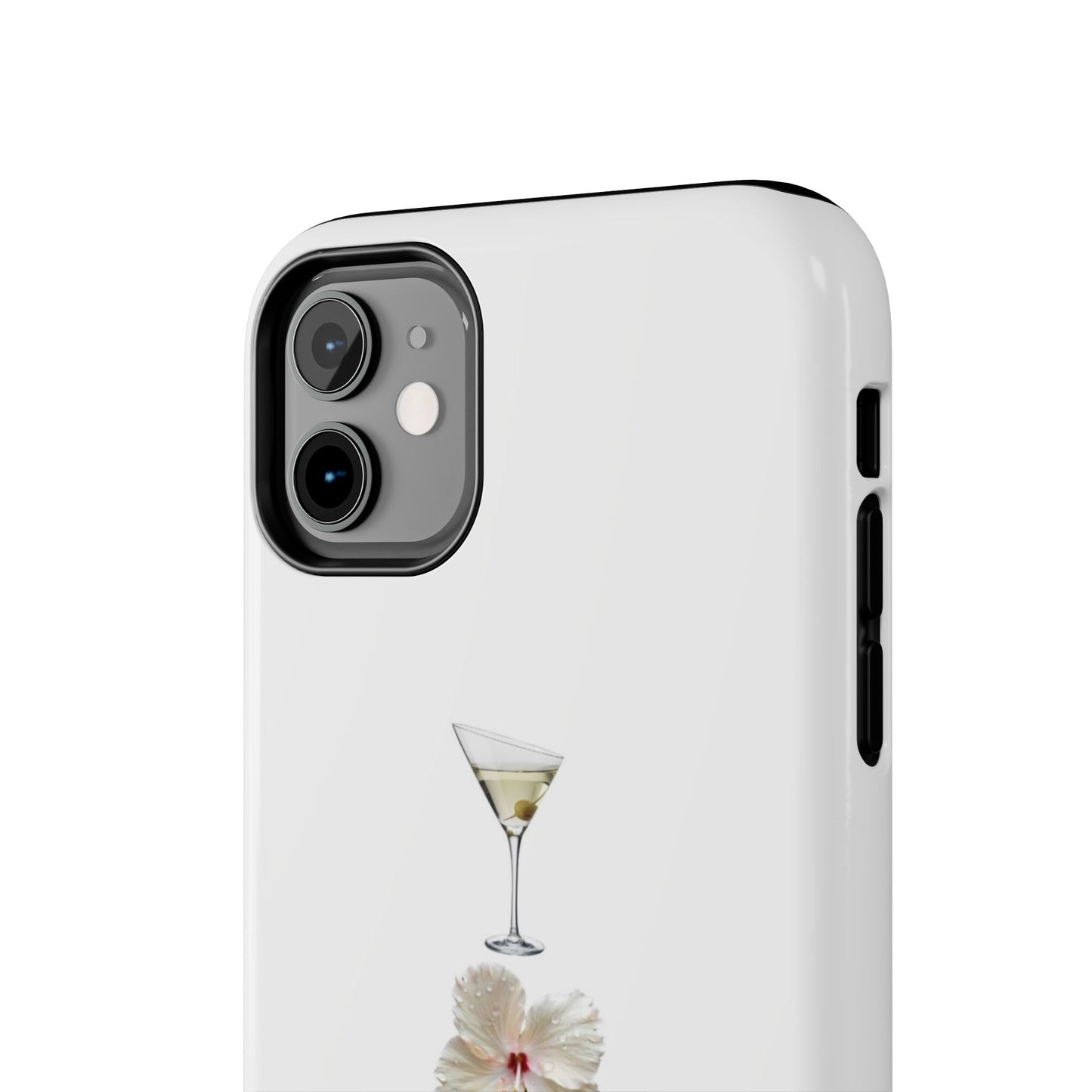 Elegant Nature-Inspired Tough Phone Case with Martini, Flower, Butterfly, and Leopard Design