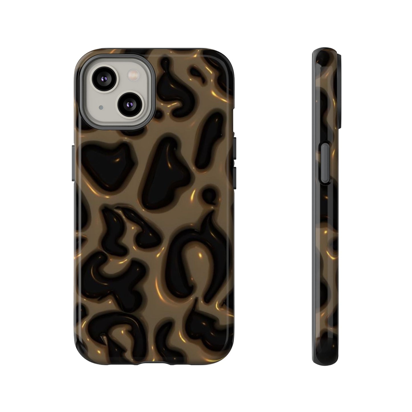 Leopard Gloss Tough Phone Case — Durable Protective iPhone Cover with Glossy Brown Animal Print
