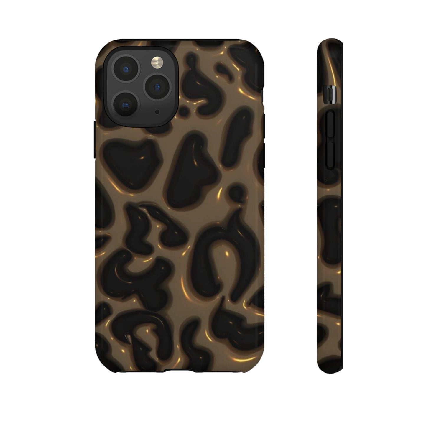 Leopard Gloss Tough Phone Case — Durable Protective iPhone Cover with Glossy Brown Animal Print