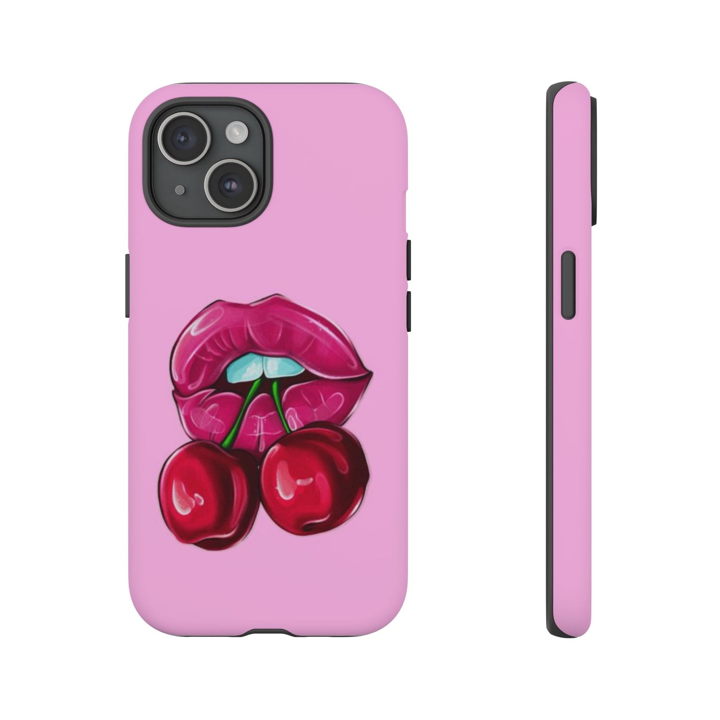 Stylish Phone Case with Cherry Kiss Design, Cute Gift for Her, Trendy Mobile Accessory, Perfect for Birthdays, Valentine's Day, Everyday Use