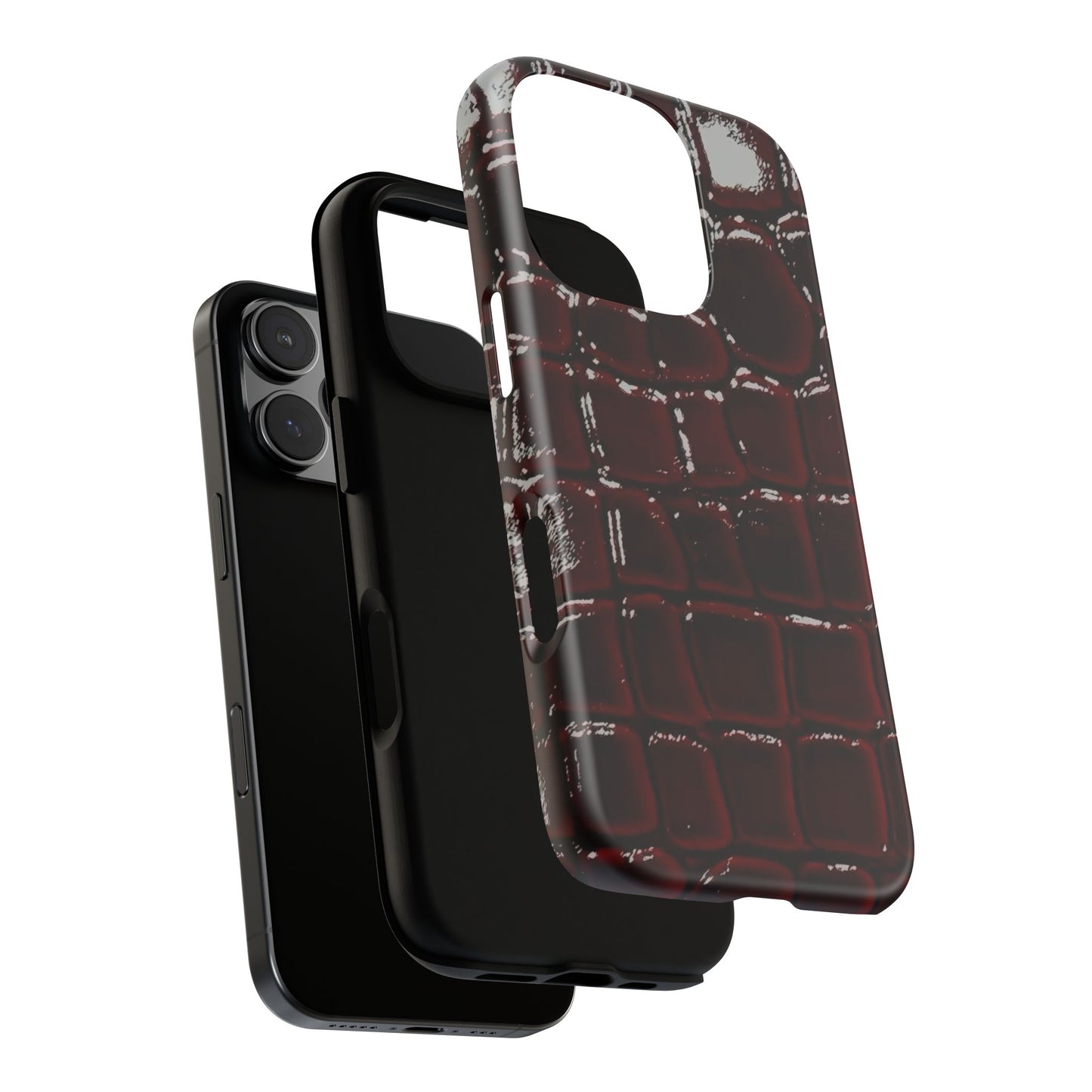 Croc Embossed Burgundy Tough Phone Case