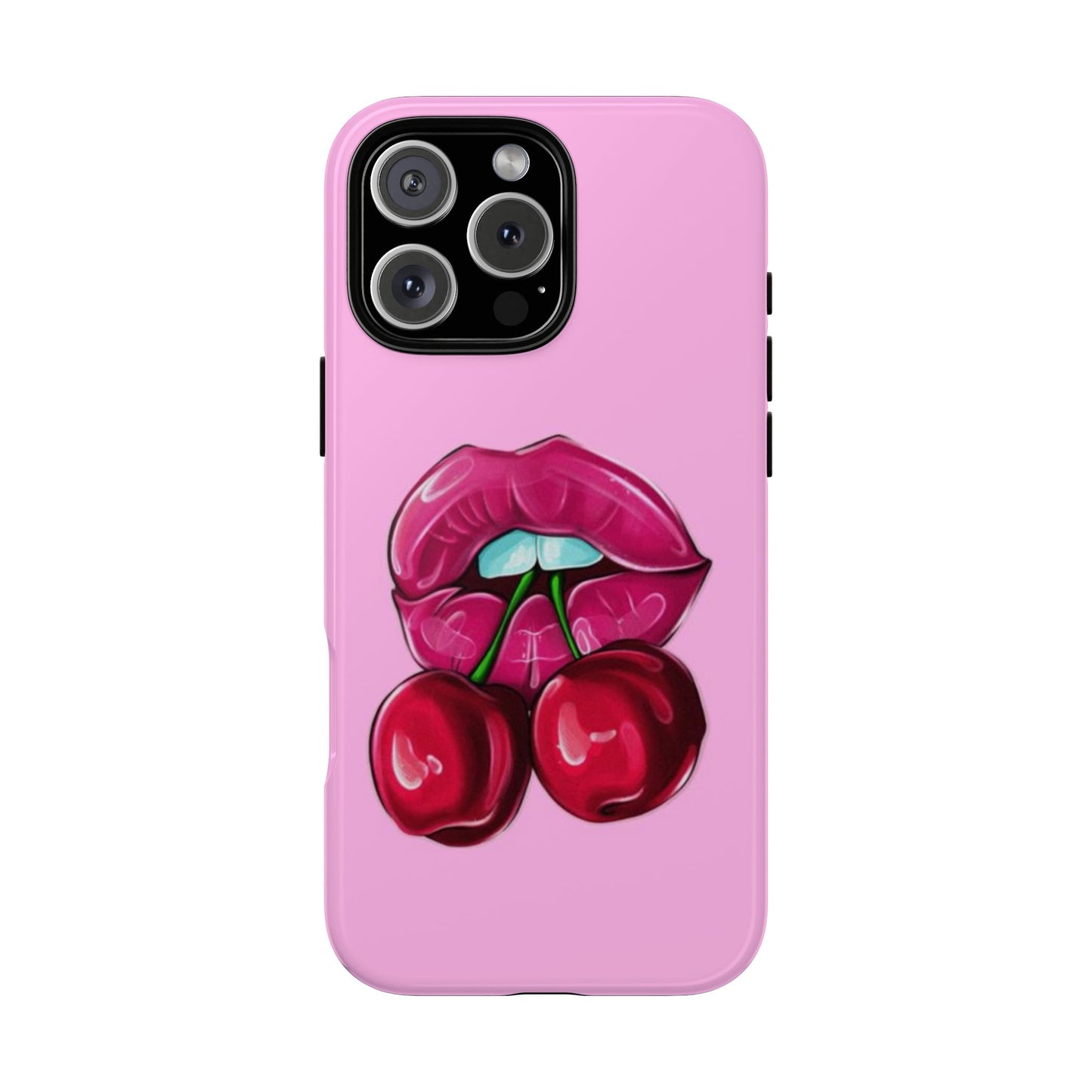 Stylish Phone Case with Cherry Kiss Design, Cute Gift for Her, Trendy Mobile Accessory, Perfect for Birthdays, Valentine's Day, Everyday Use