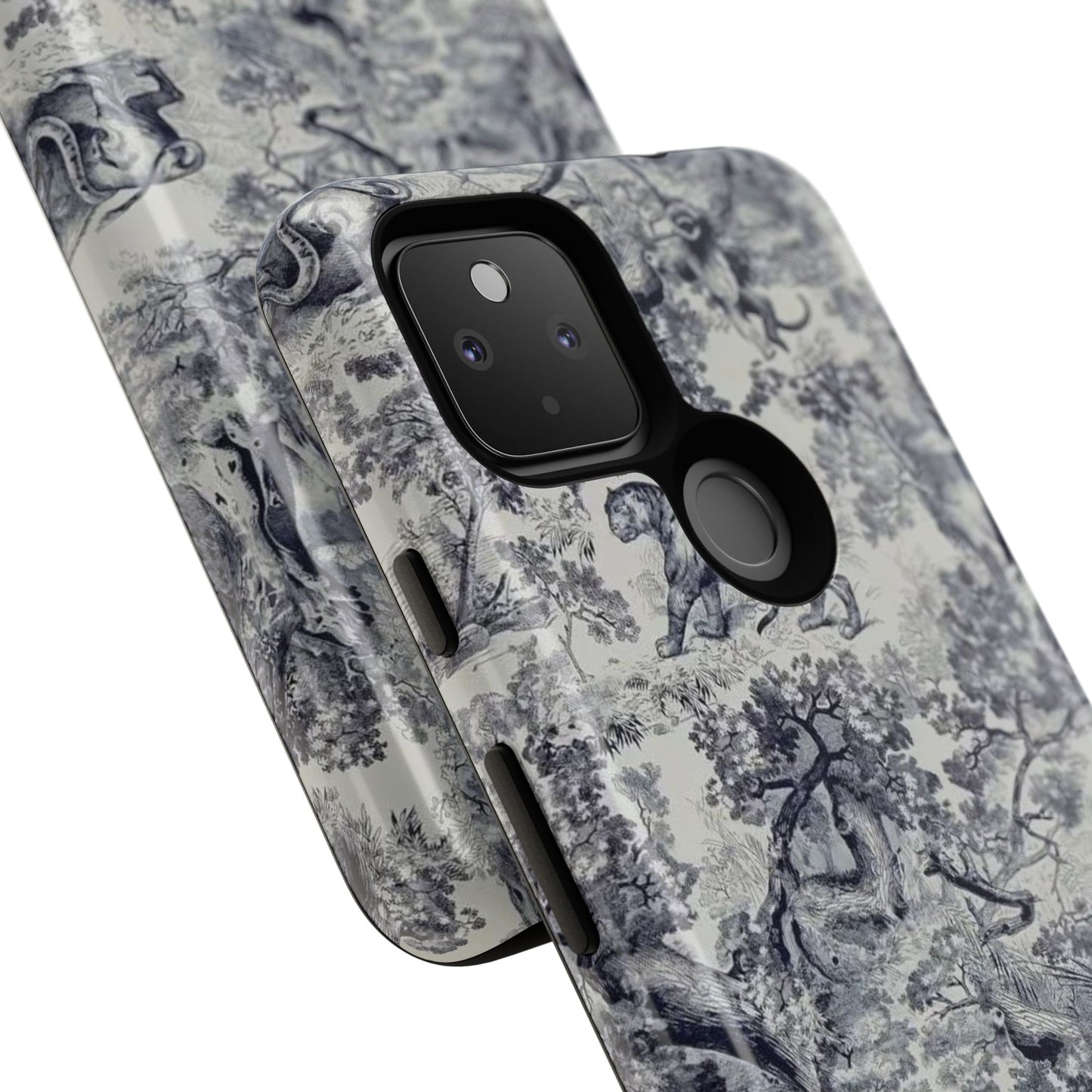 Toile Safari Phone Case — Vintage Tiger & Jungle Pattern Protective Tough Case