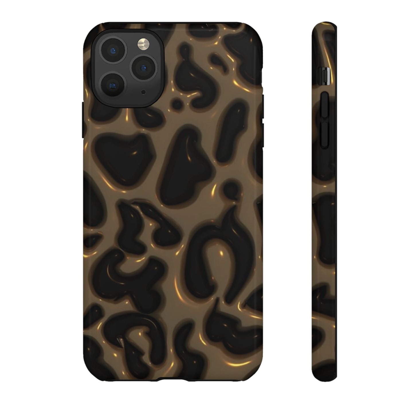 Leopard Gloss Tough Phone Case — Durable Protective iPhone Cover with Glossy Brown Animal Print