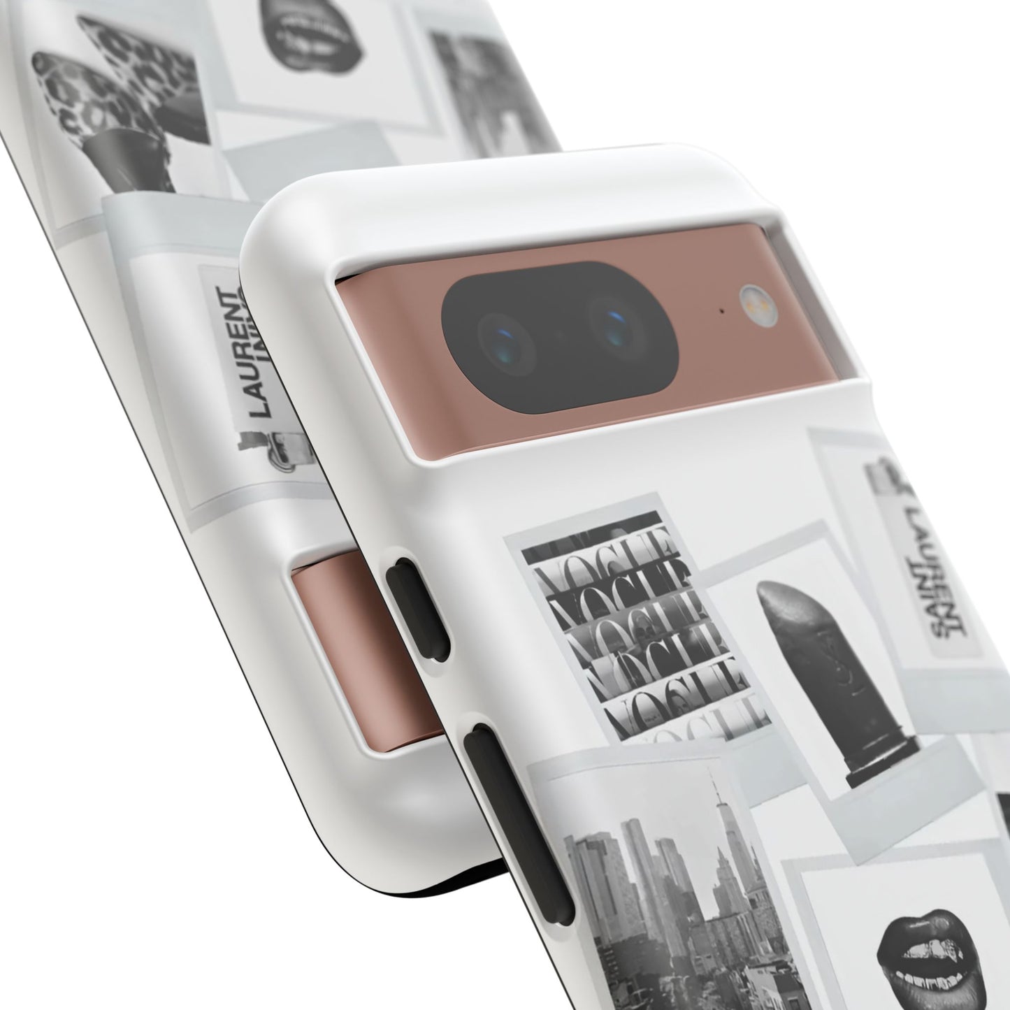 Phone Case — Black & White Polaroid Collage (City, Fashion, Lipstick)