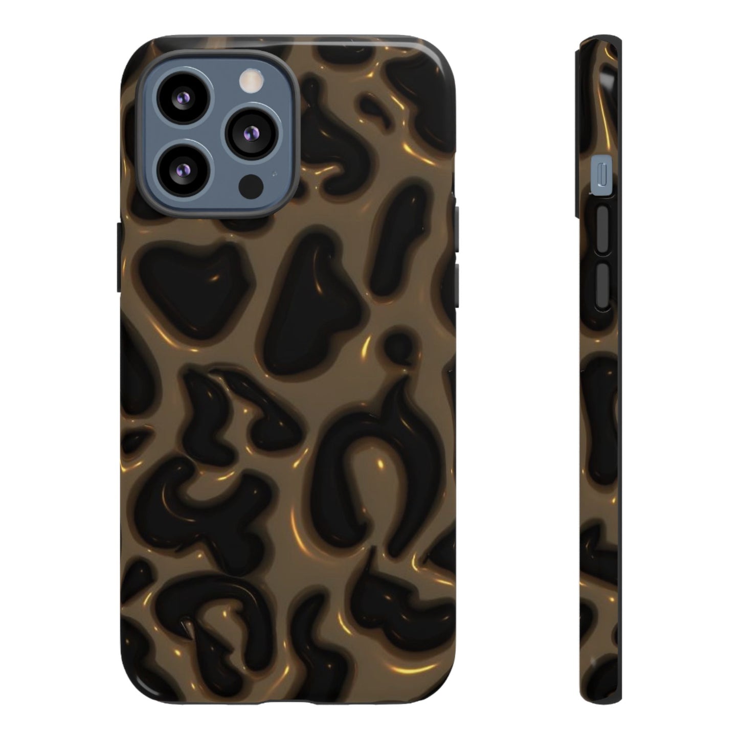Leopard Gloss Tough Phone Case — Durable Protective iPhone Cover with Glossy Brown Animal Print