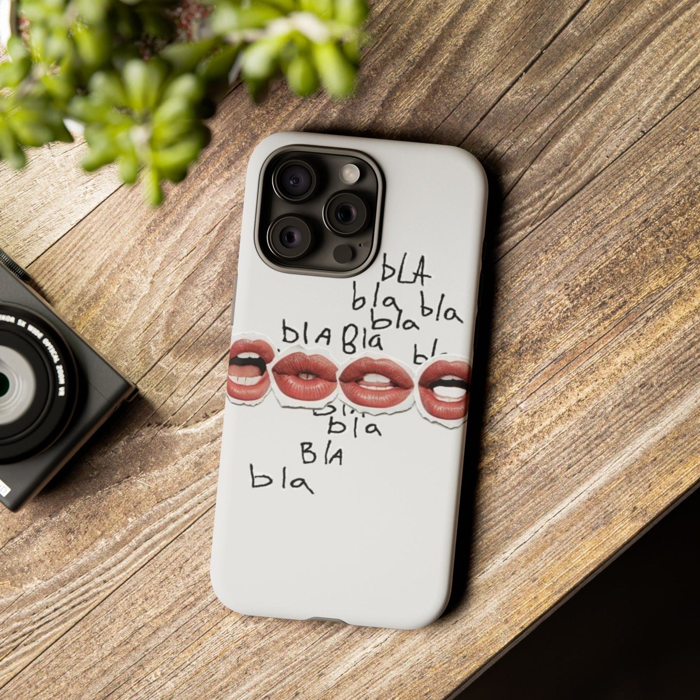 Playful Phone Case with Lips Design - Tough Cases