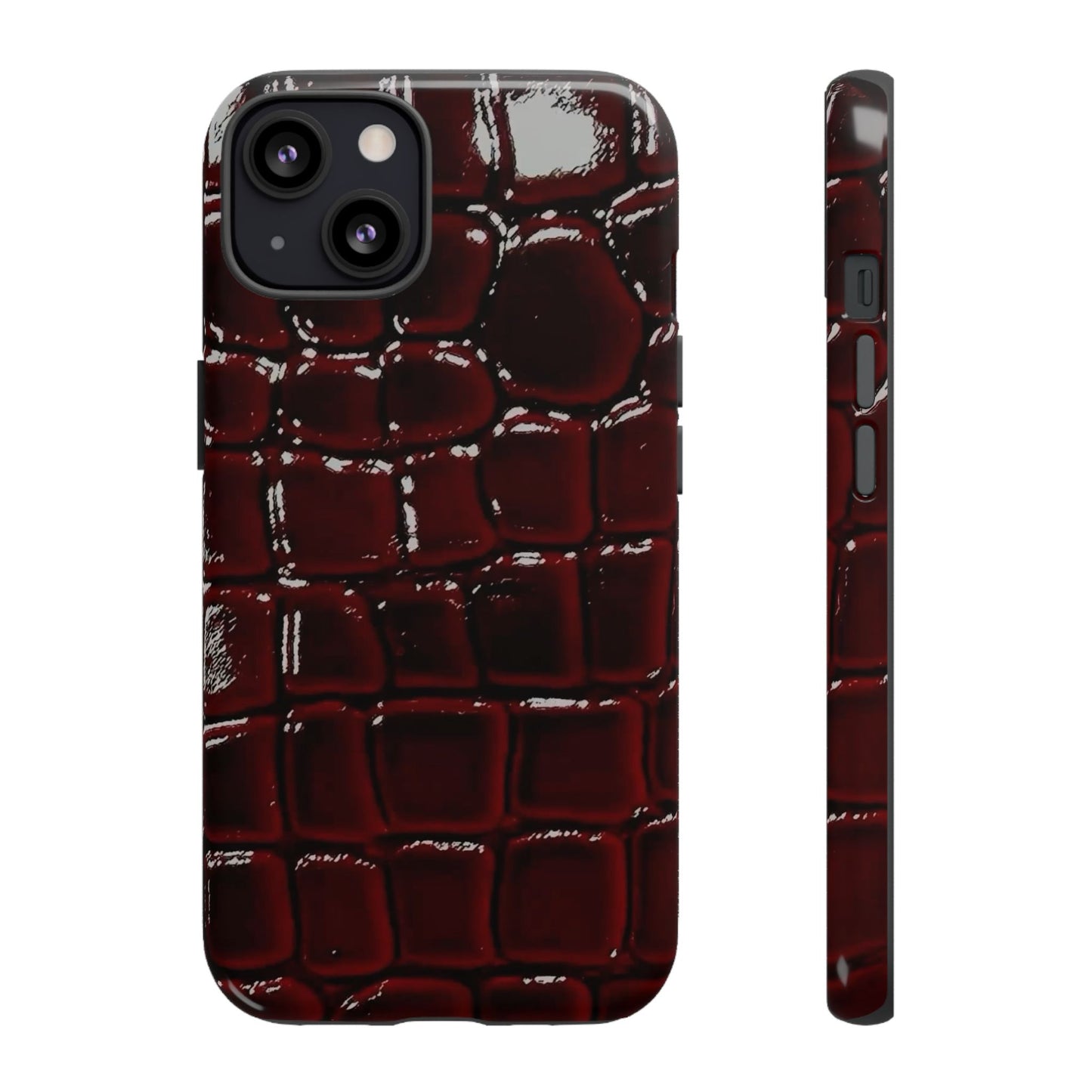 Croc Embossed Burgundy Tough Phone Case