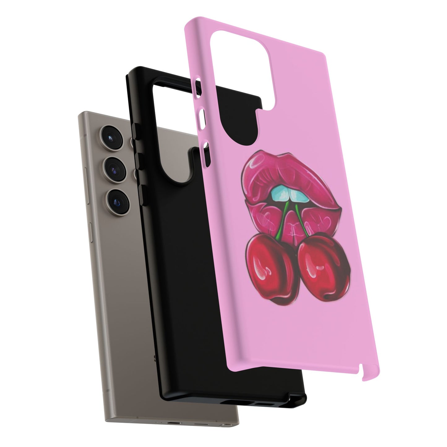 Stylish Phone Case with Cherry Kiss Design, Cute Gift for Her, Trendy Mobile Accessory, Perfect for Birthdays, Valentine's Day, Everyday Use