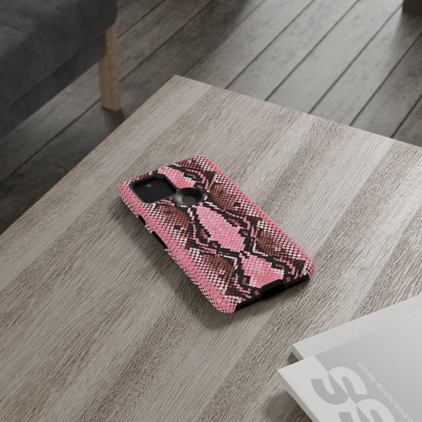 Pink Snake Skin Tough Phone Case — Protective Stylish iPhone Cover