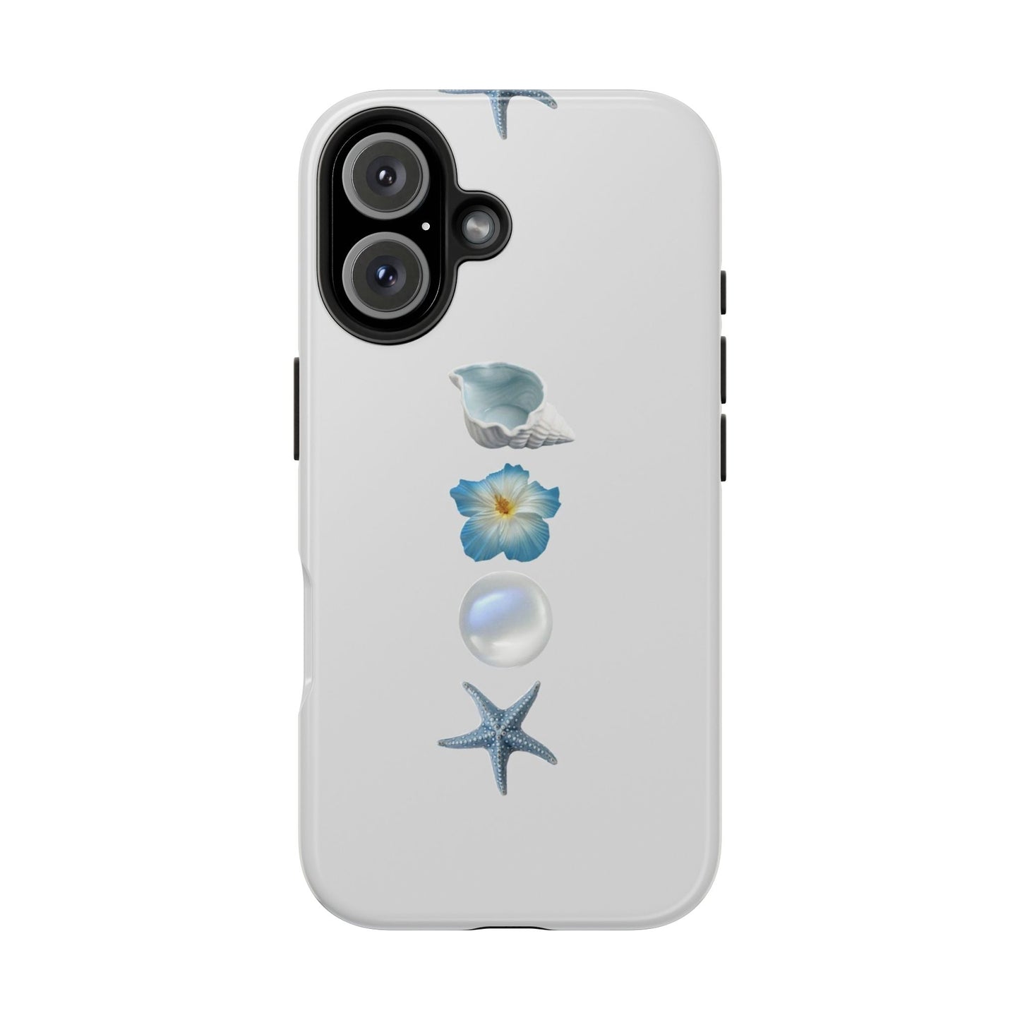 Ocean-Inspired Tough Phone Cases - Coastal Design with Shells and Pearls