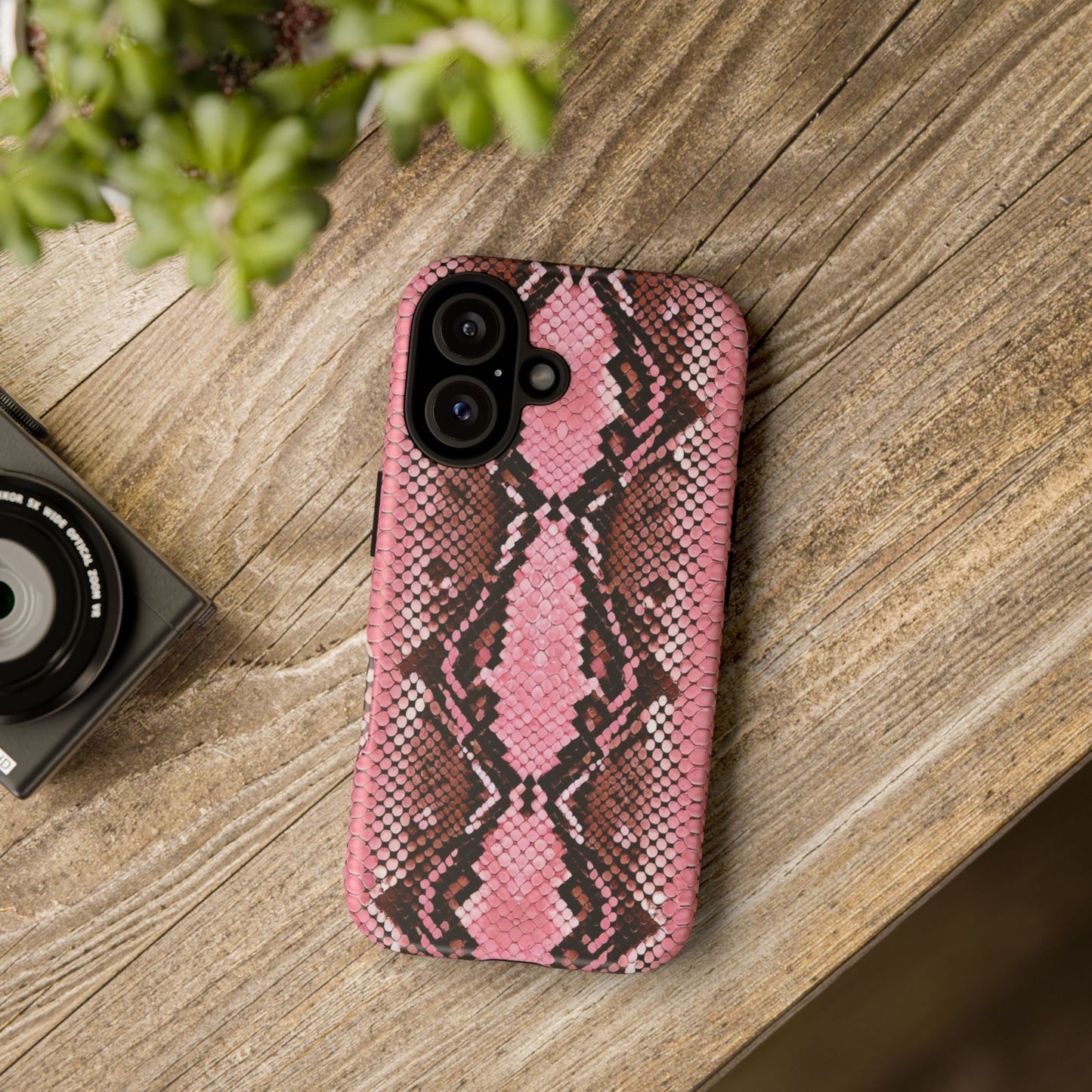 Pink Snake Skin Tough Phone Case — Protective Stylish iPhone Cover